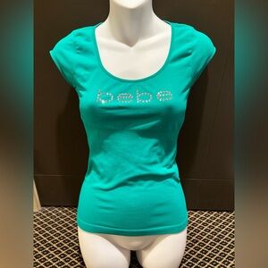 bebe Teal Short Sleeve Tee Y2K bling